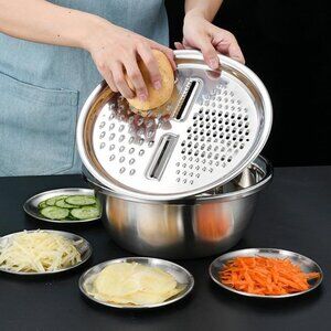 Multifunctional 3 in 1 Stainless Steel Drain Basket Multi-purpose 1 Full Set